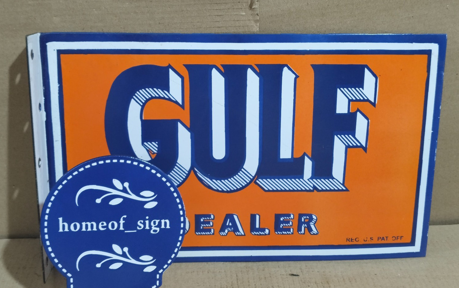 Gulf Dealer Porcelain Enamel Sign 18 x 10 Inches 2 Sides