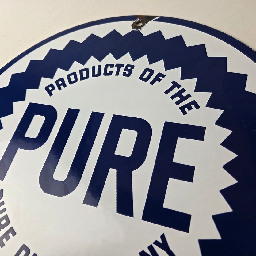 Vintage Pure Oil Co Sign – Texas Gas Service Station Pump Plate Porcelain Sign