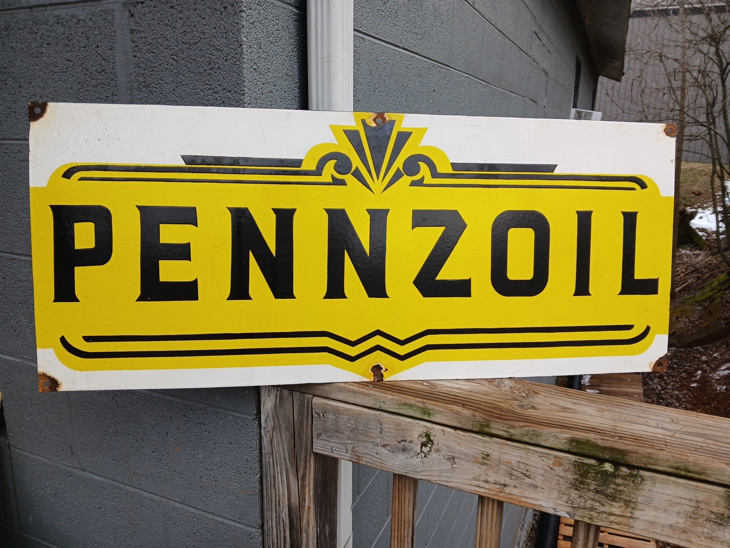 VINTAGE PENNZOIL GASOLINE OIL STATION DEALERSHIP 3FT PORCELAIN ADVERTISING SIGN