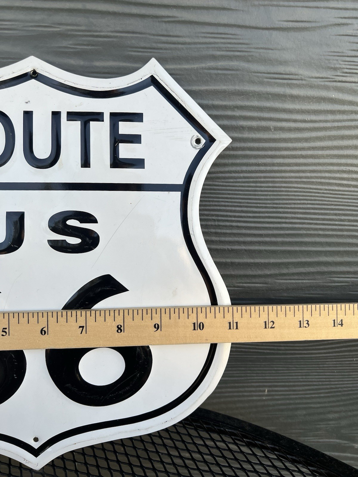 Vintage Route 66 Sign Weathered Porcelain Enameled Style Metal Sign
