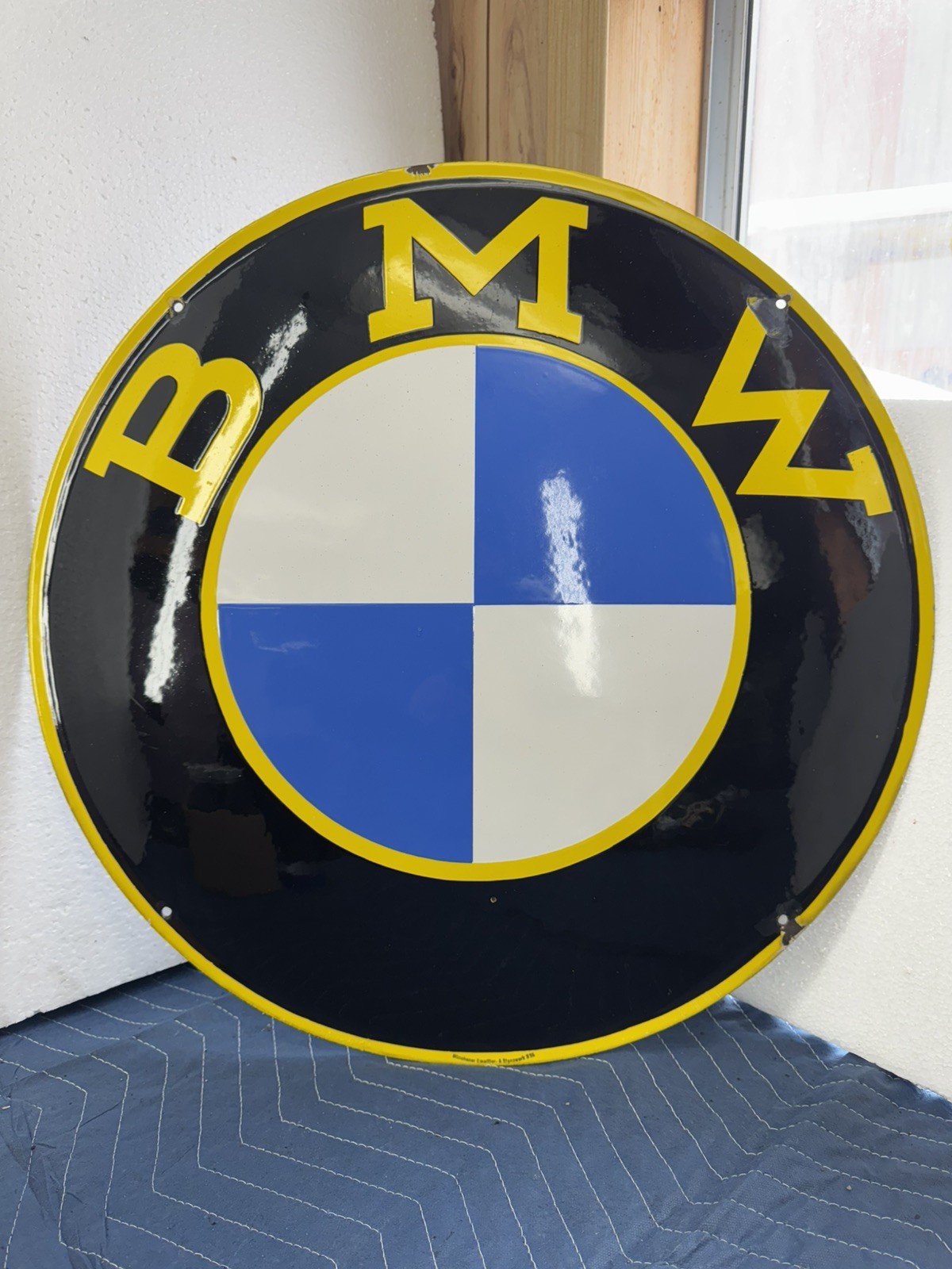 Original BMW Motorcycle Dealership Porcelain Sign Convex TAC Authenticated