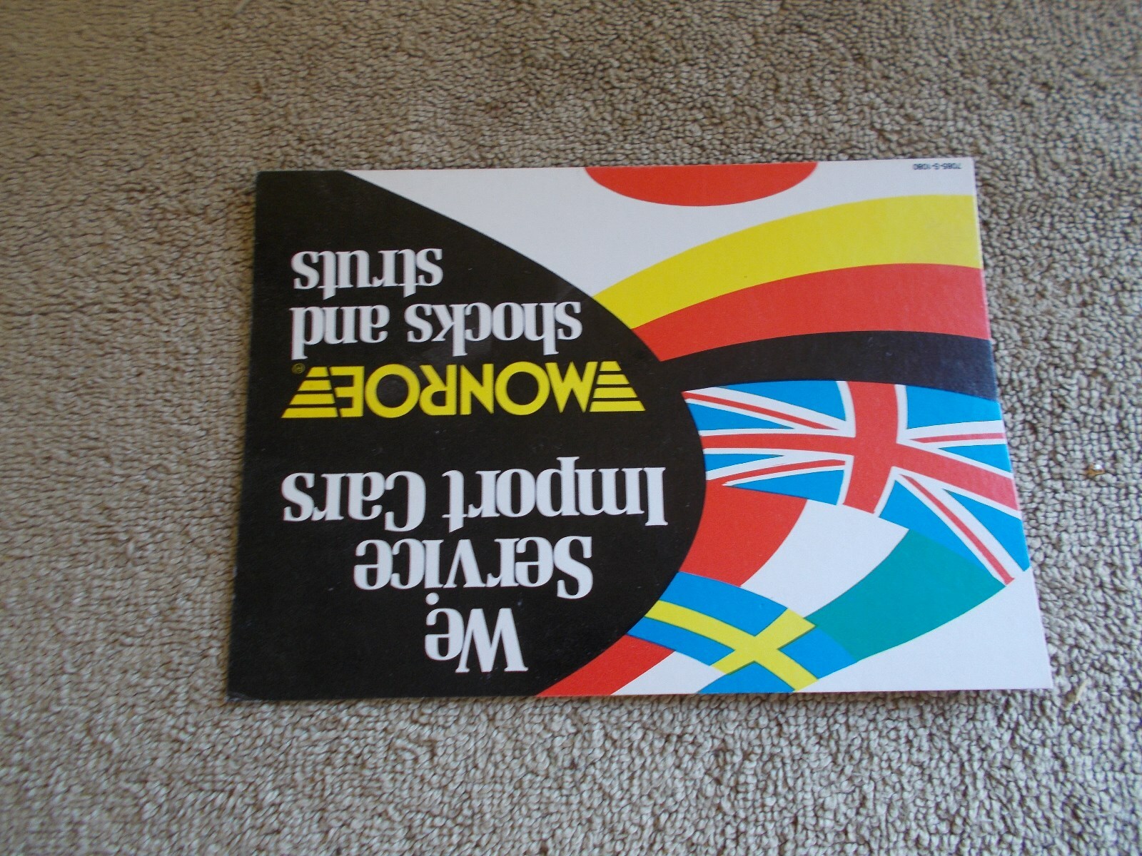 VINTAGE nos 1980s MONROE SHOCK CARDBOARD ADVERTIZING SIGN 5 X 7 GAS OIL