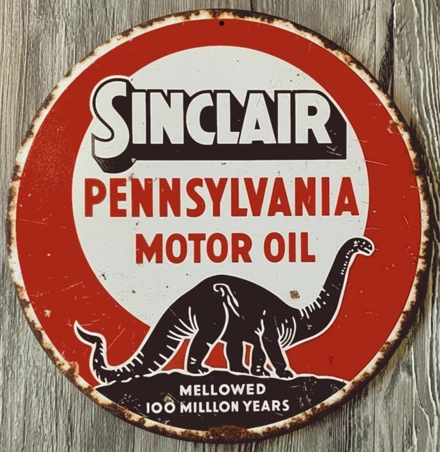 Sinclair Pennsylvania Motor Oil 8″ Diameter Novelty Metal Sign Made In USA