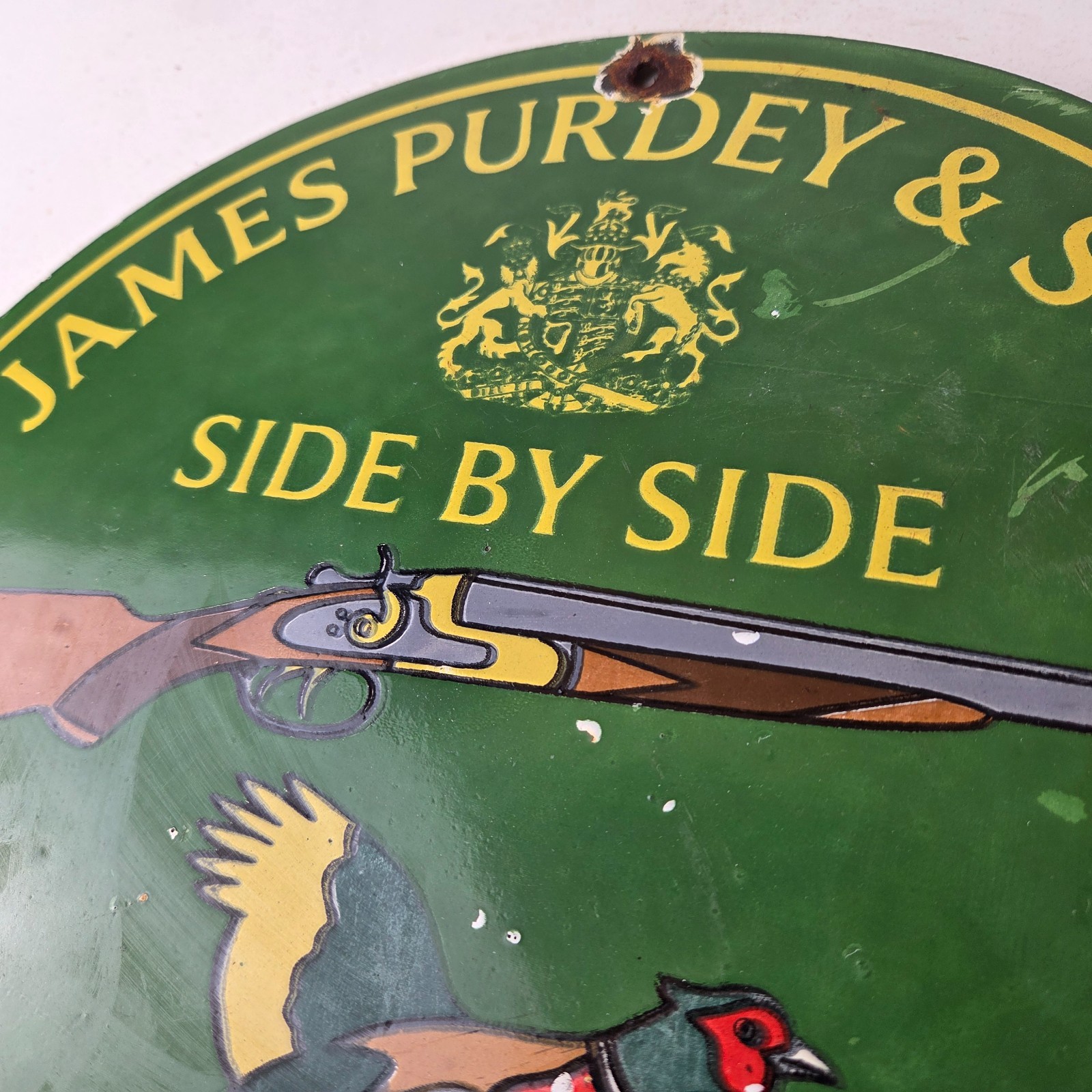 Vintage James Purdey Sign – Hunting Gun Firearm Makers Shot Gas Porcelain Sign