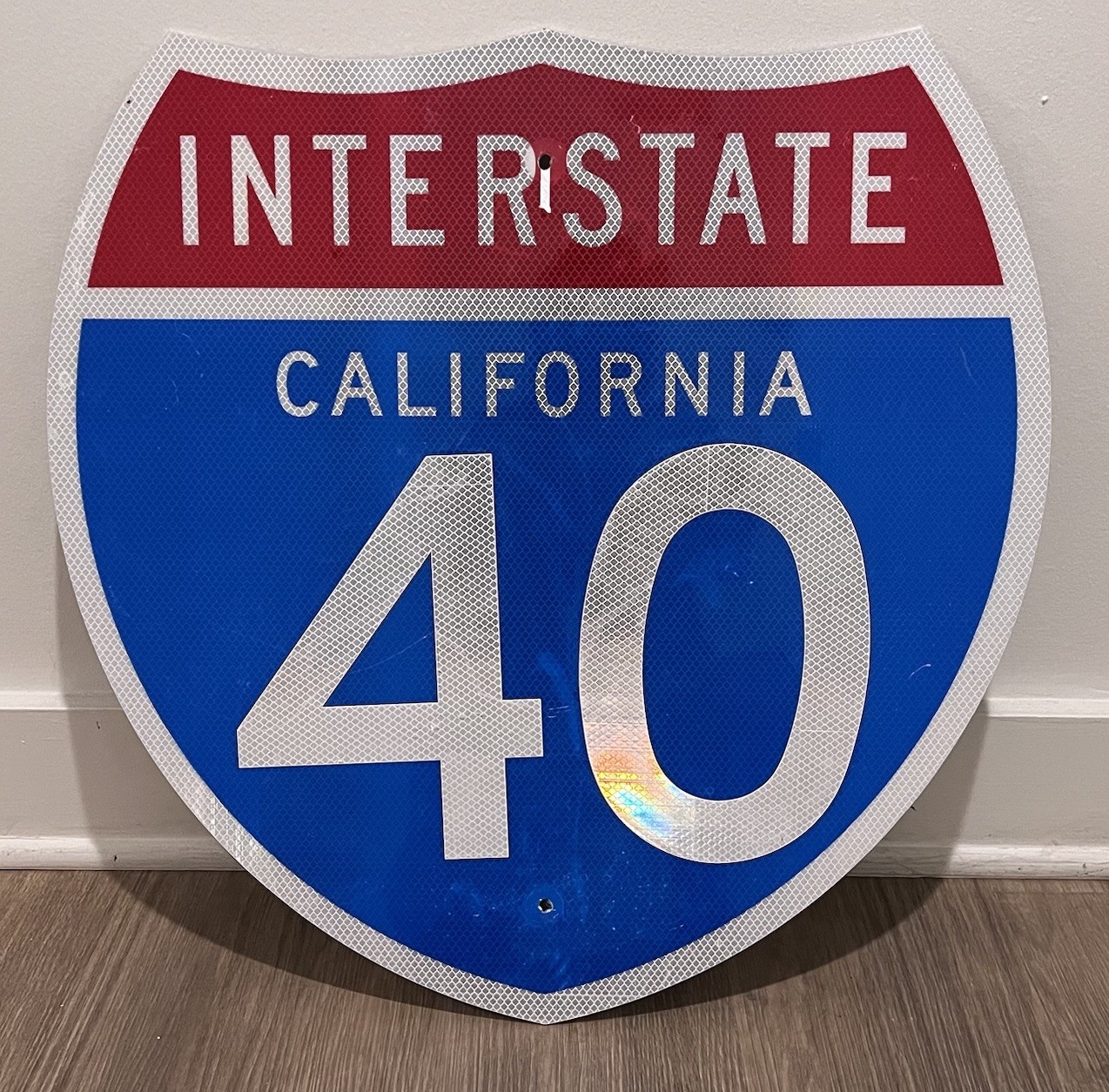 Retired Authentic Steel Reflective Metal Interstate 40 California Highway Sign
