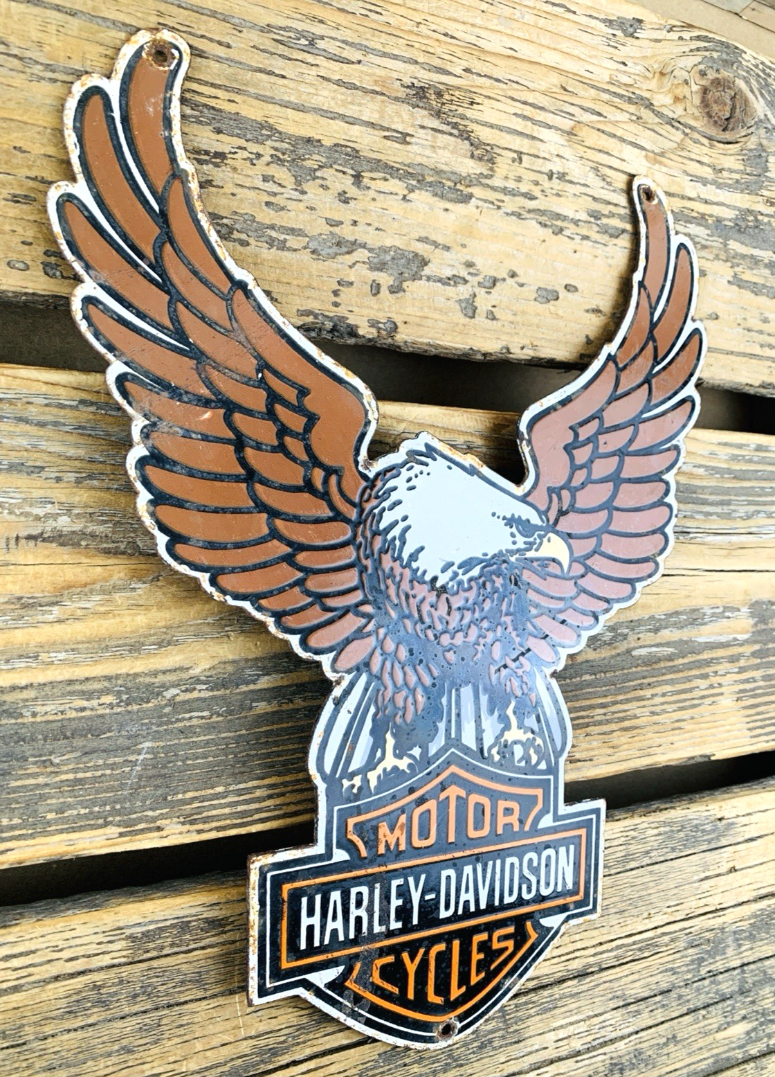 VINTAGE 12×9″ HARLEY-DAVIDSON MOTORCYCLES GASOLINE GAS MOTOR OIL PORCELAIN SIGN