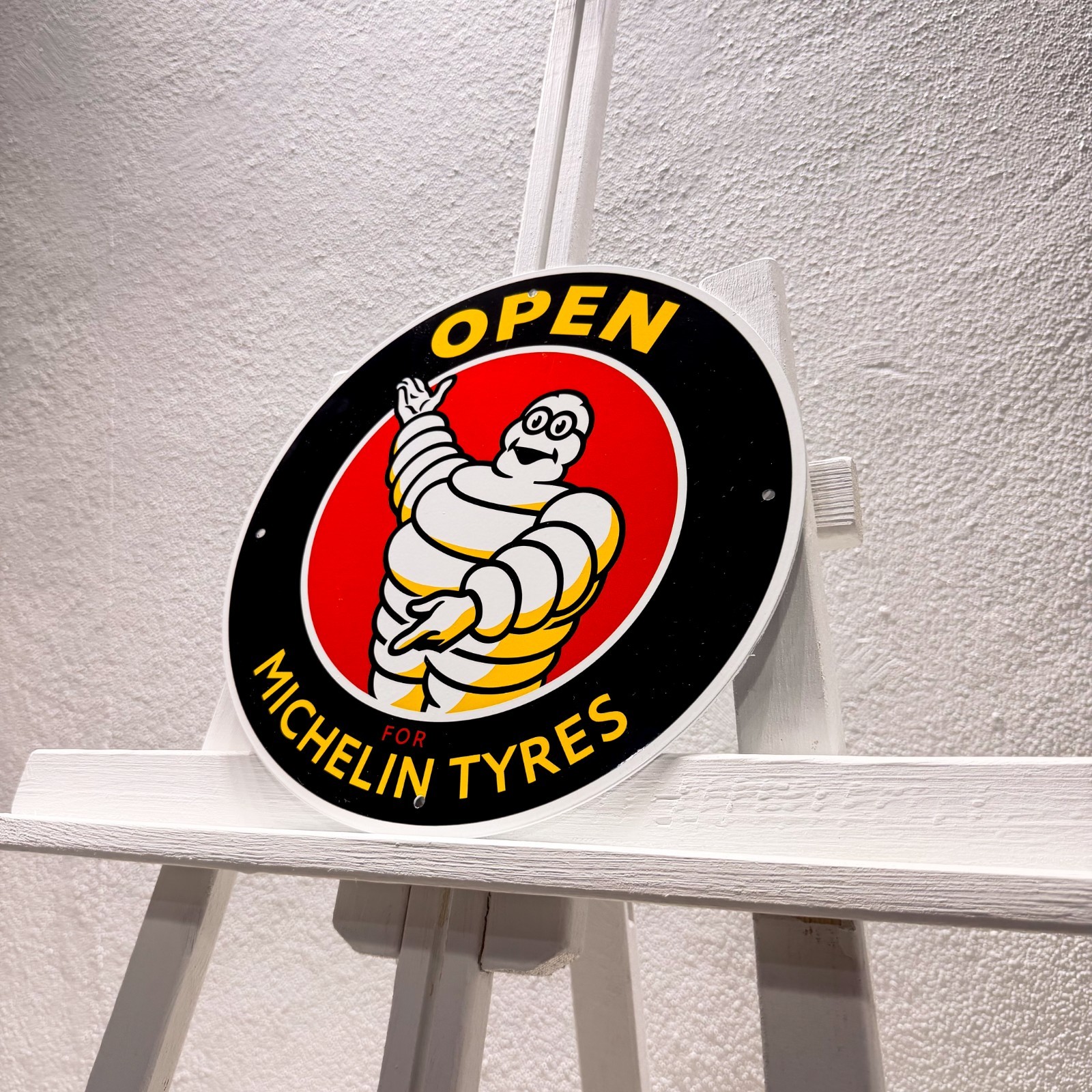 Michelin Bibendum “Open for Michelin Tyres” Heavy Metal Sign – 30 cm (11.8”)