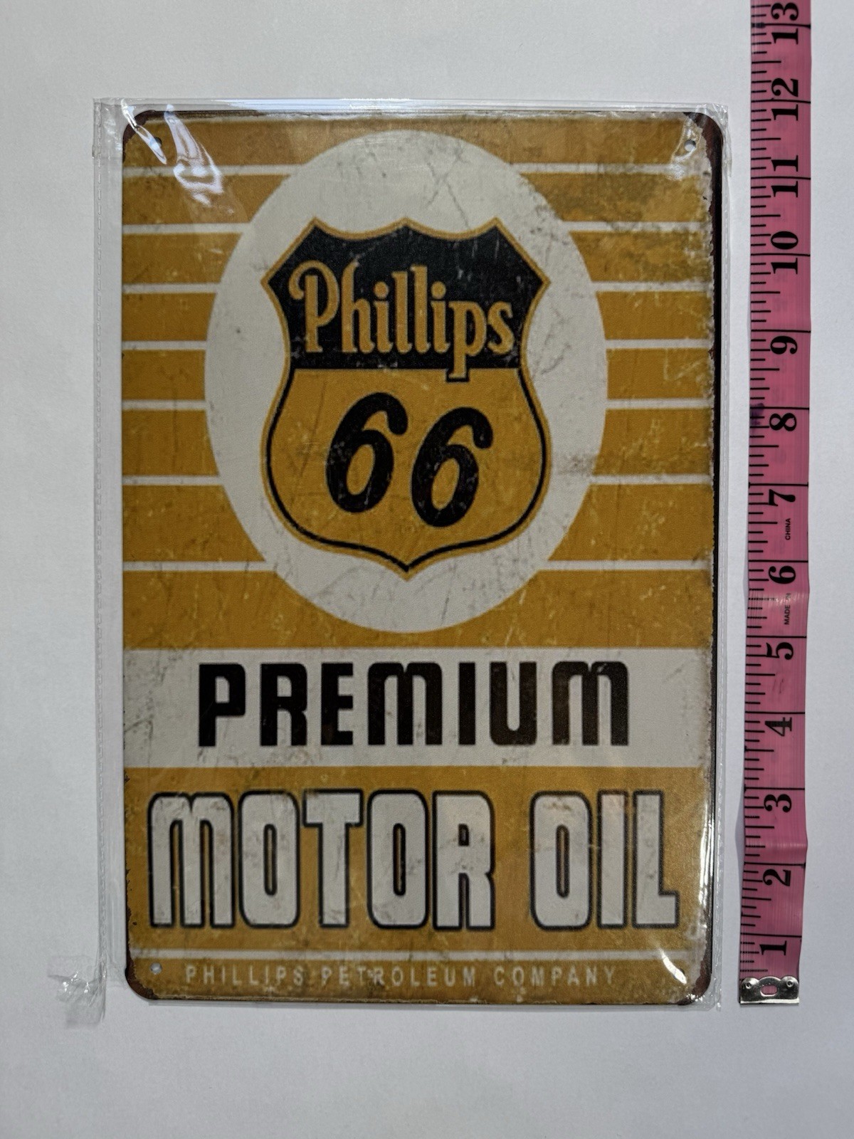 Phillips 66 Gas & Oil Premium Motor Oil Advertising Sign Yellow White Black