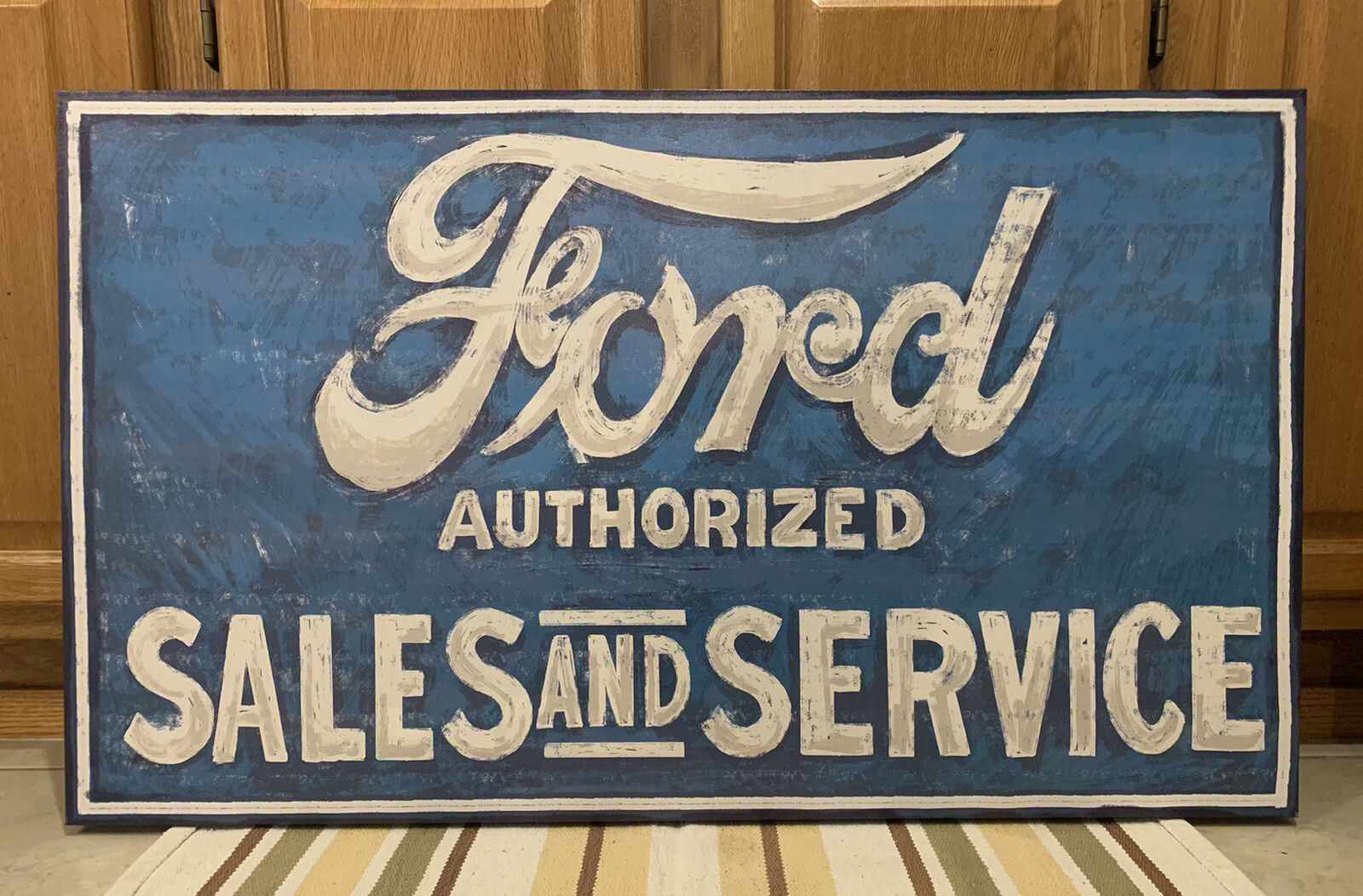 Ford Sales Service Sign Vintage Style Wall Decor Tools Parts Gas Oil Canvas