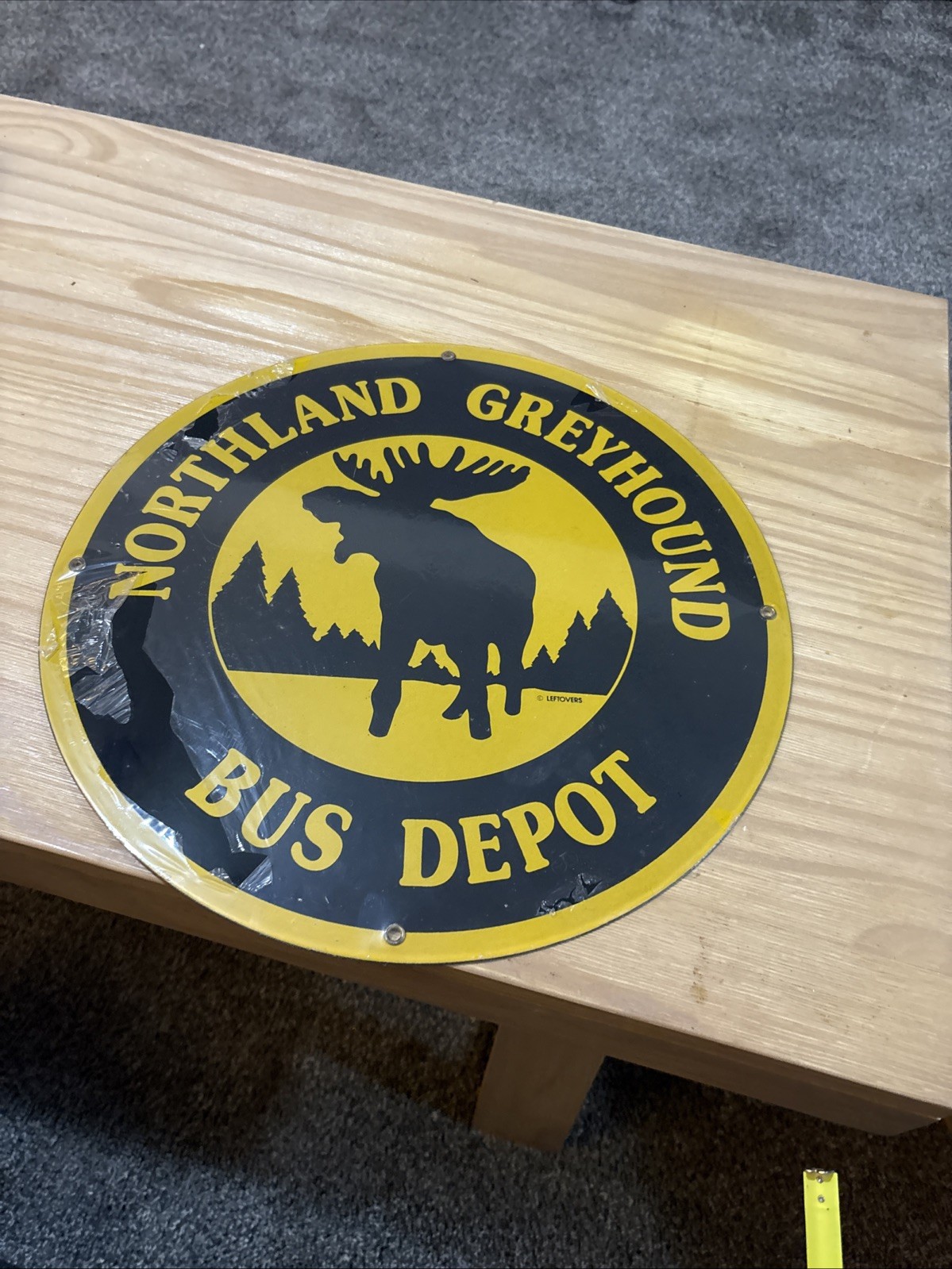 #5- NOS Vintage 1950’s Northland Greyhound Bus Depot Porcelain Enameled Sign 14”