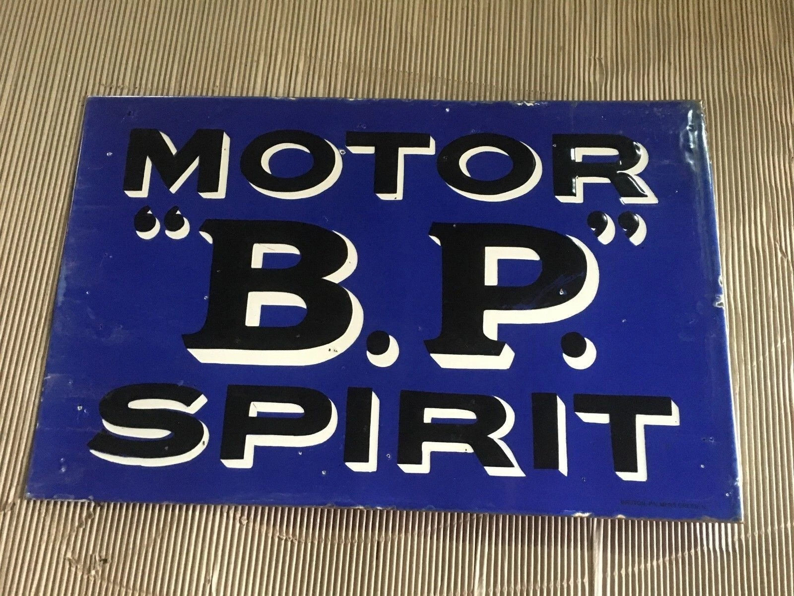 PORCELIAN B.P. SPIRIT ENAMEL SIGN SIZE 18X26 INCHES DOUBLE SIDED WITH FLANGE
