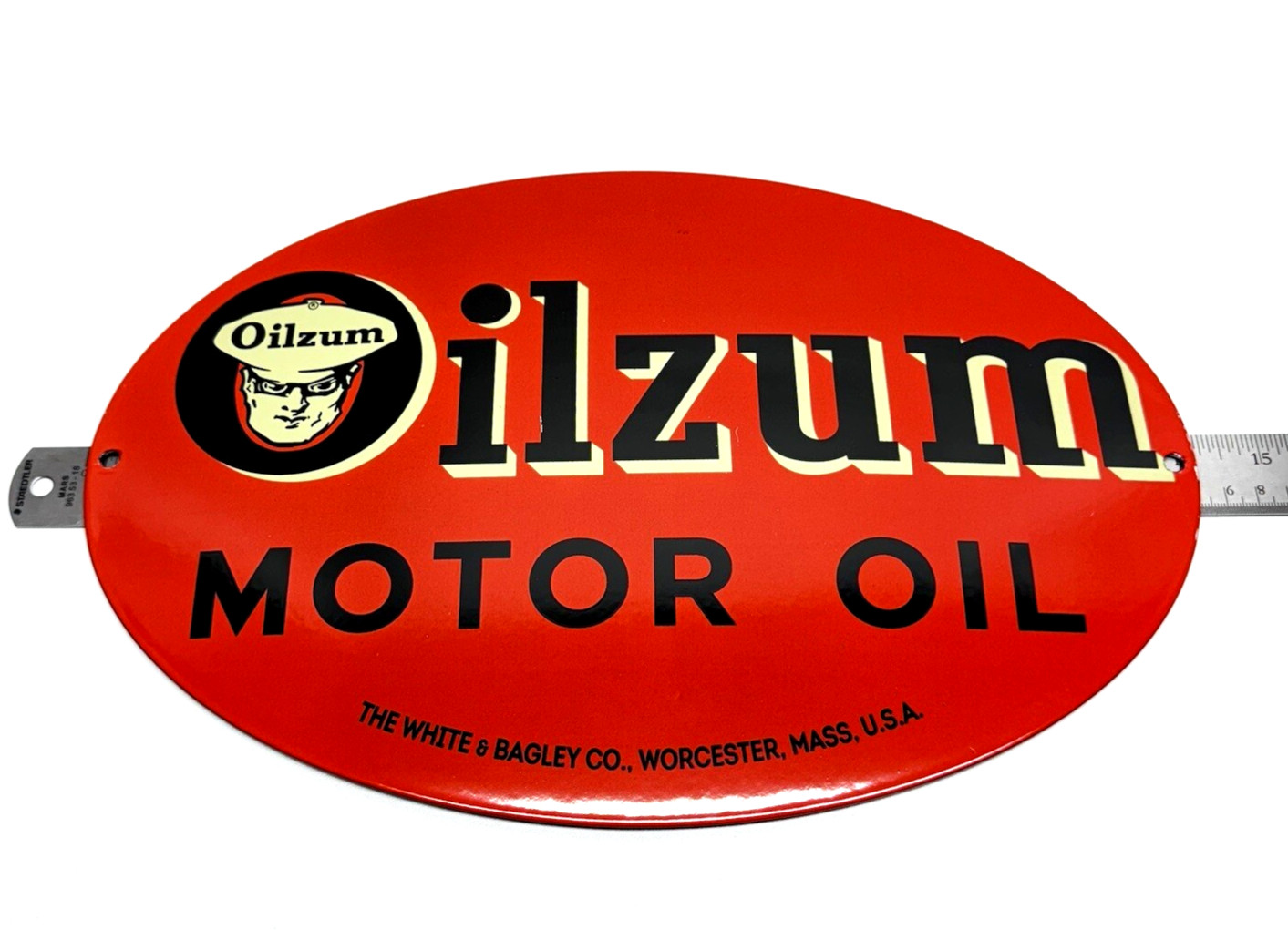 Oilzum Motor Oil – Vintage Porcelain Sign – Service Station Pump Plate Americana