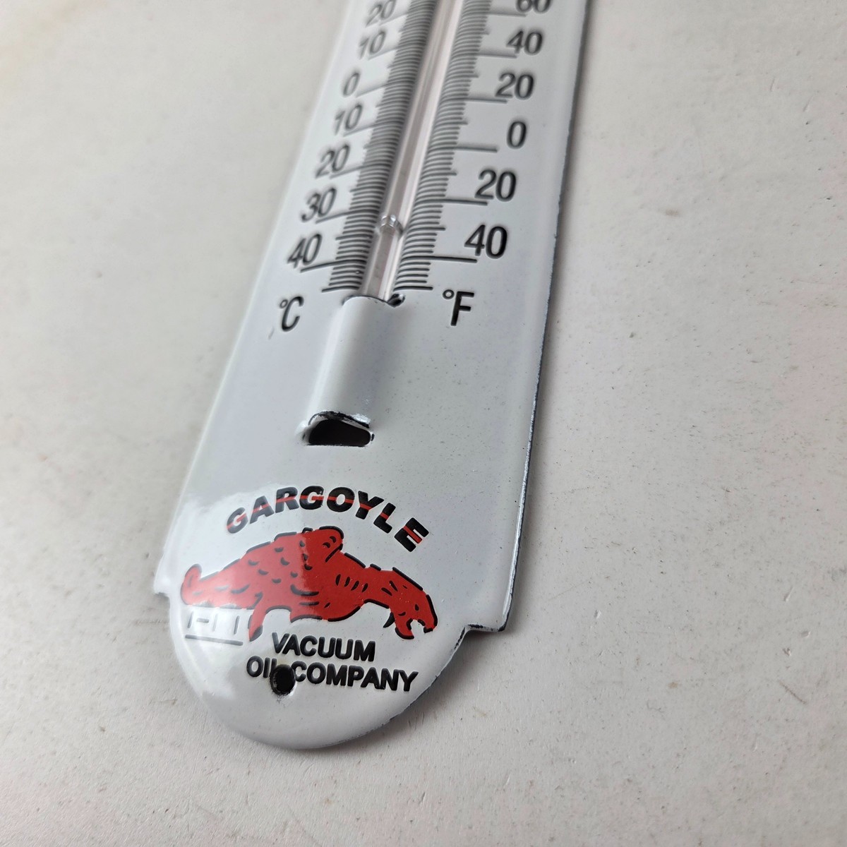 Vintage Mobil Gas Sign – Service Station Pump Ad Sign on Porcelain Thermometer