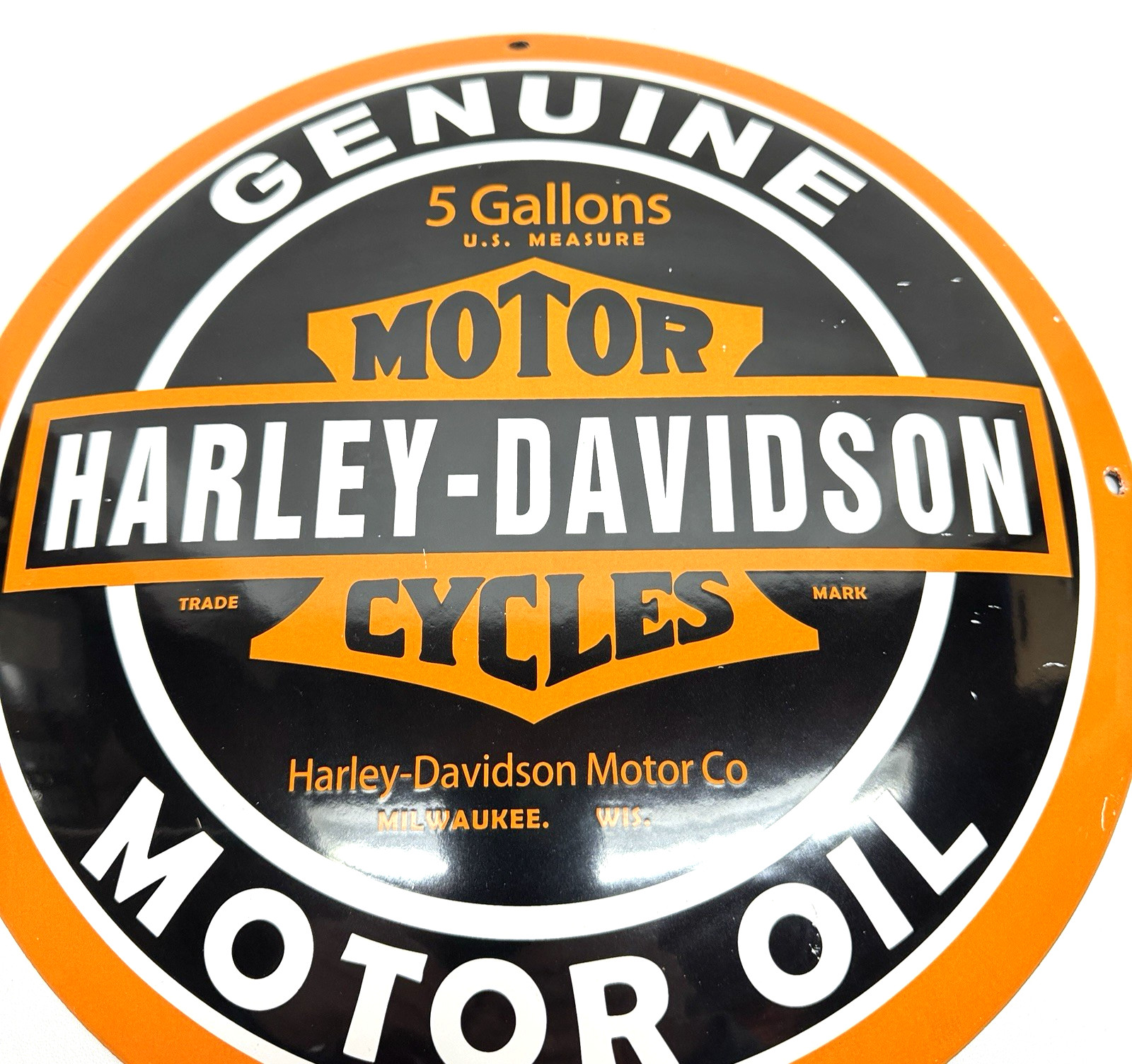 Harley Davidson – Vintage Porcelain Sign – Sales Service Motorcycle – Convex