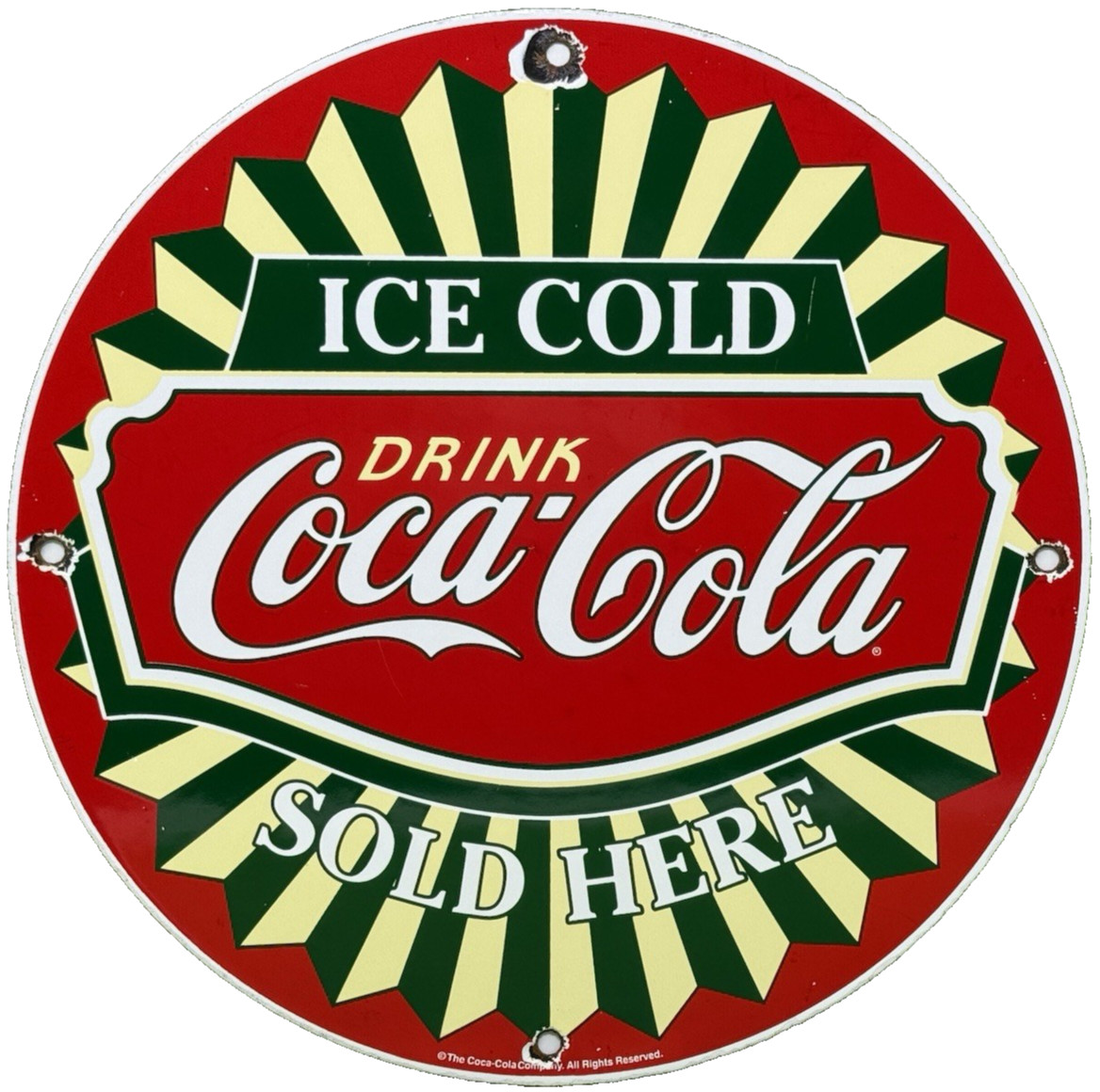 VINTAGE COCA COLA PORCELAIN SIGN GAS STATION BOTTLE COKE PEPSI DEW A & W OIL