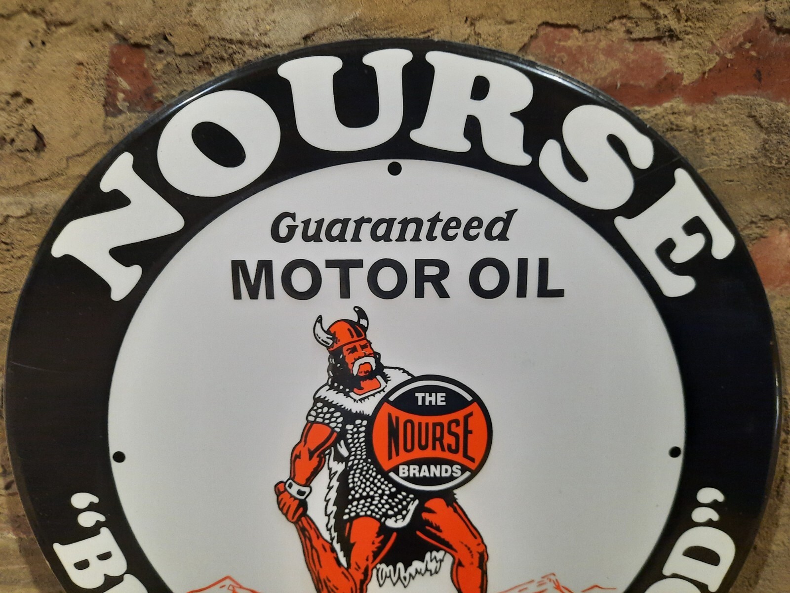NEW OLD STOCK NOS EMBOSSED NOURSE MOTOR OIL BUSINESS IS GOOD TIN METAL SIGN