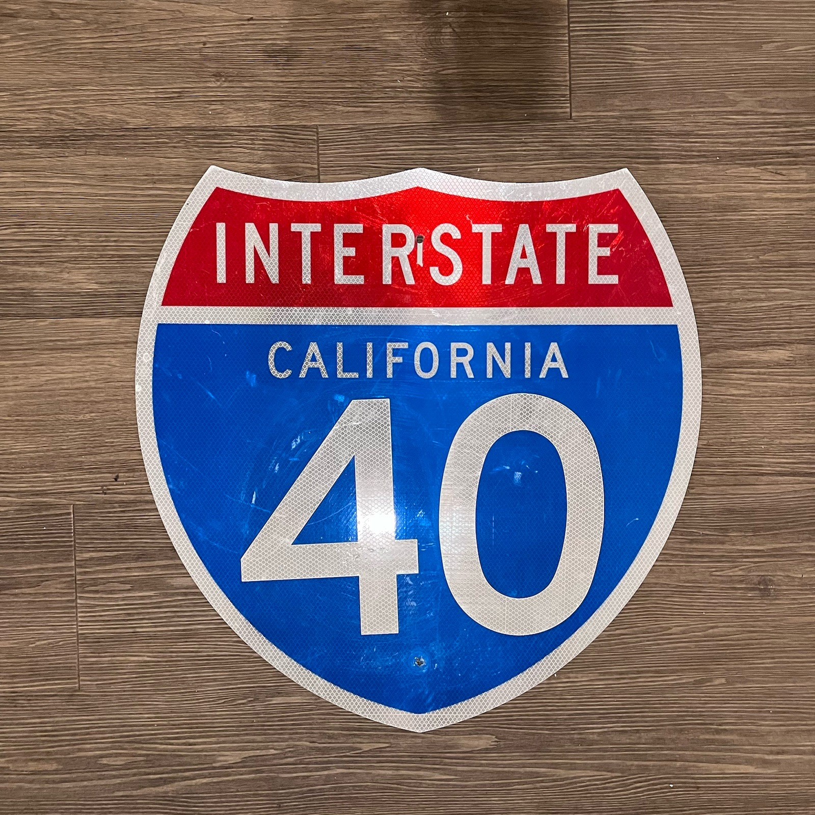 Retired Authentic Steel Reflective Metal Interstate 40 California Highway Sign