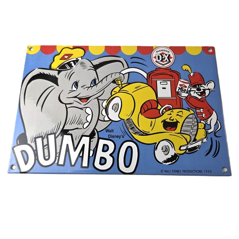 Vintage DX Diamond Dumbo Sign – Gasoline Pump Plate Porcelain Service Sign