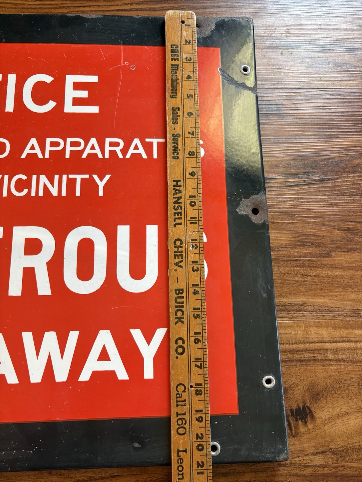VINTAGE ORIGINAL DANGEROUS WIRES AND APPARATUS KEEP AWAY PORCELAIN SIGN