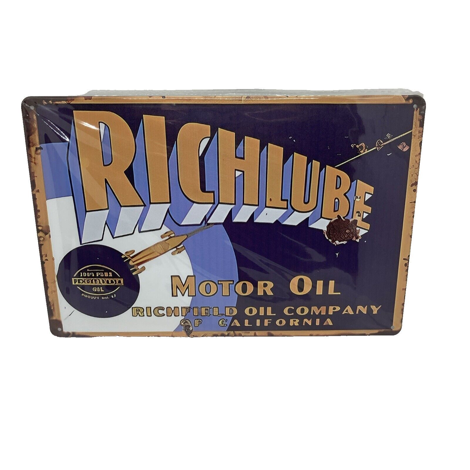 Richlube Motor Oil Metal Tin Sign Pennsylvania Oil Petroliana Garage Wall Decor