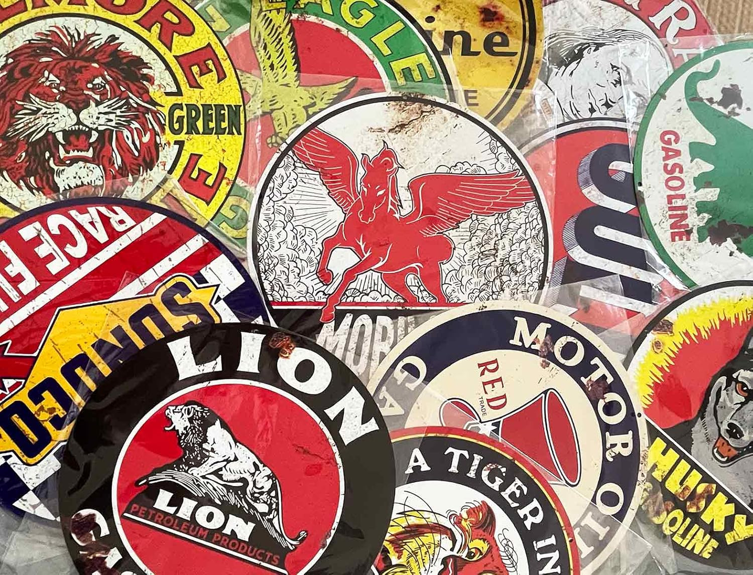 Reproduction Vintage Tin Signs, Gas Oil Car Metal Signs for Garage Man Cave Bar,