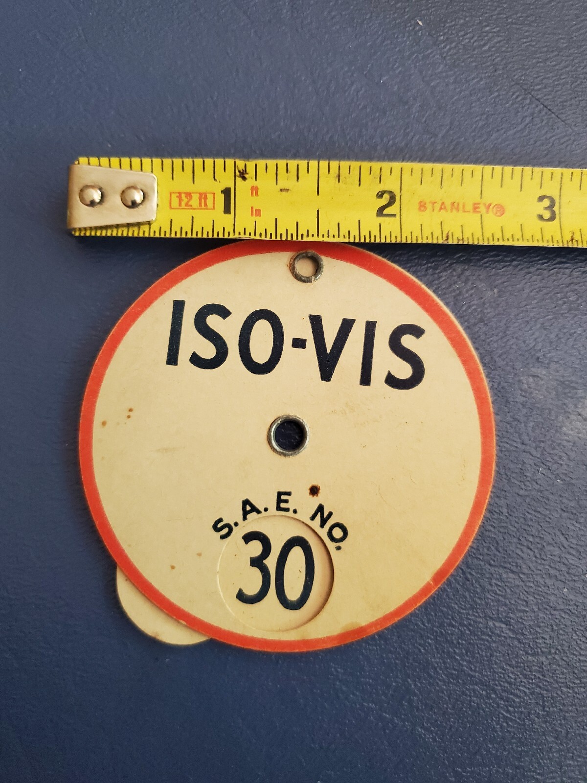 Vintage ISO-VIS Gas Oil S.A.E. NO. Cardboard Identifier Tag