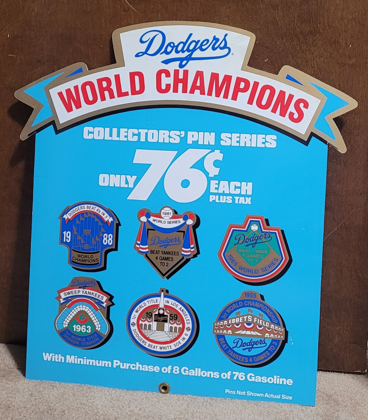 Unocal 76 Dodgers Collectors Pins Sign Petroliana 1955 1959 1963 1965 1981 1988