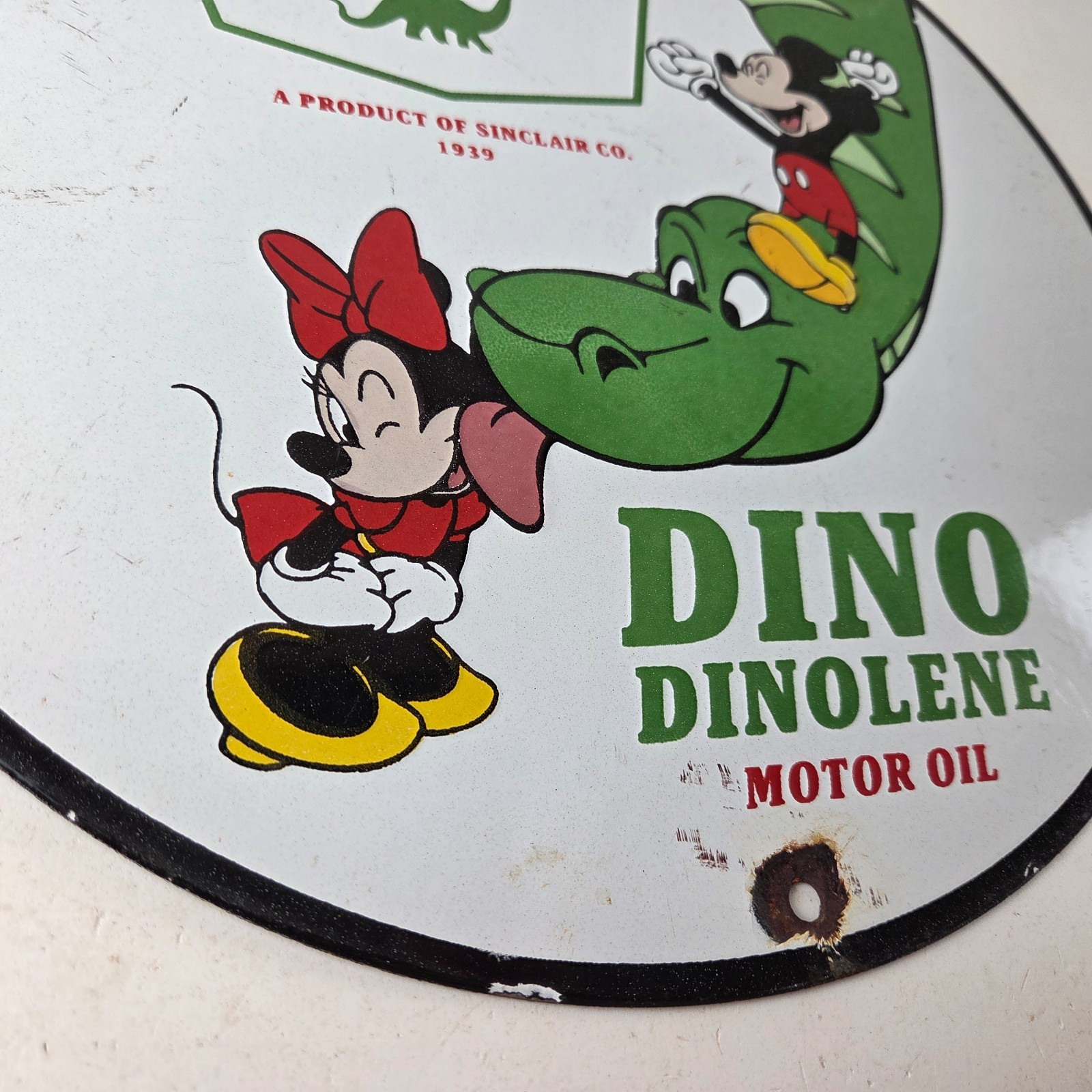 Vintage Sinclair Gas Porcelain Sign – Mickey Mouse Gasoline Pump Sign