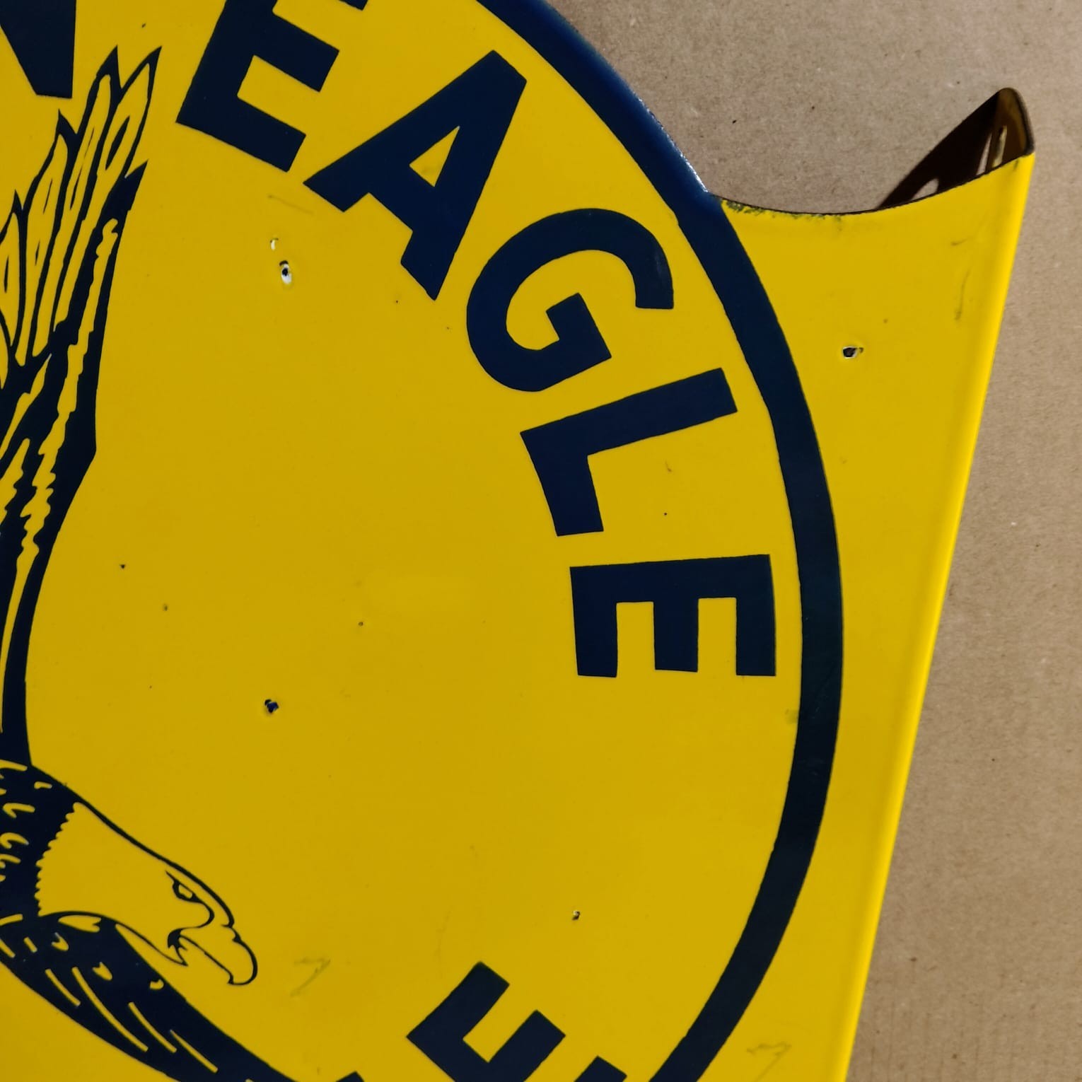 Golden Eagle Gasoline Porcelain Enamel Sign 19.5 x 17 Inches 2 Sided