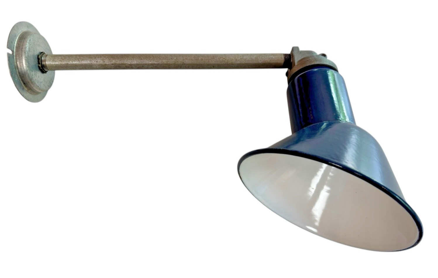 1930s Abolite 8″ Blue Porcelain Industrial Sign Gas Station Vintage Pole Light