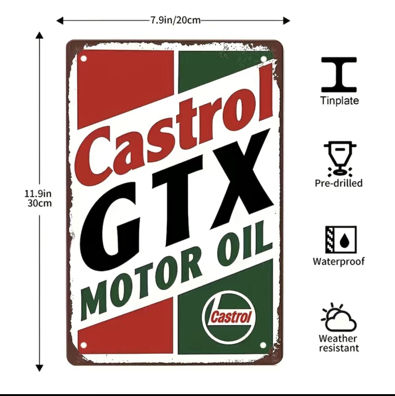 Castrol GTX Motor Oil Tin 8″x12″ Sign Buy More & Save up to 15%