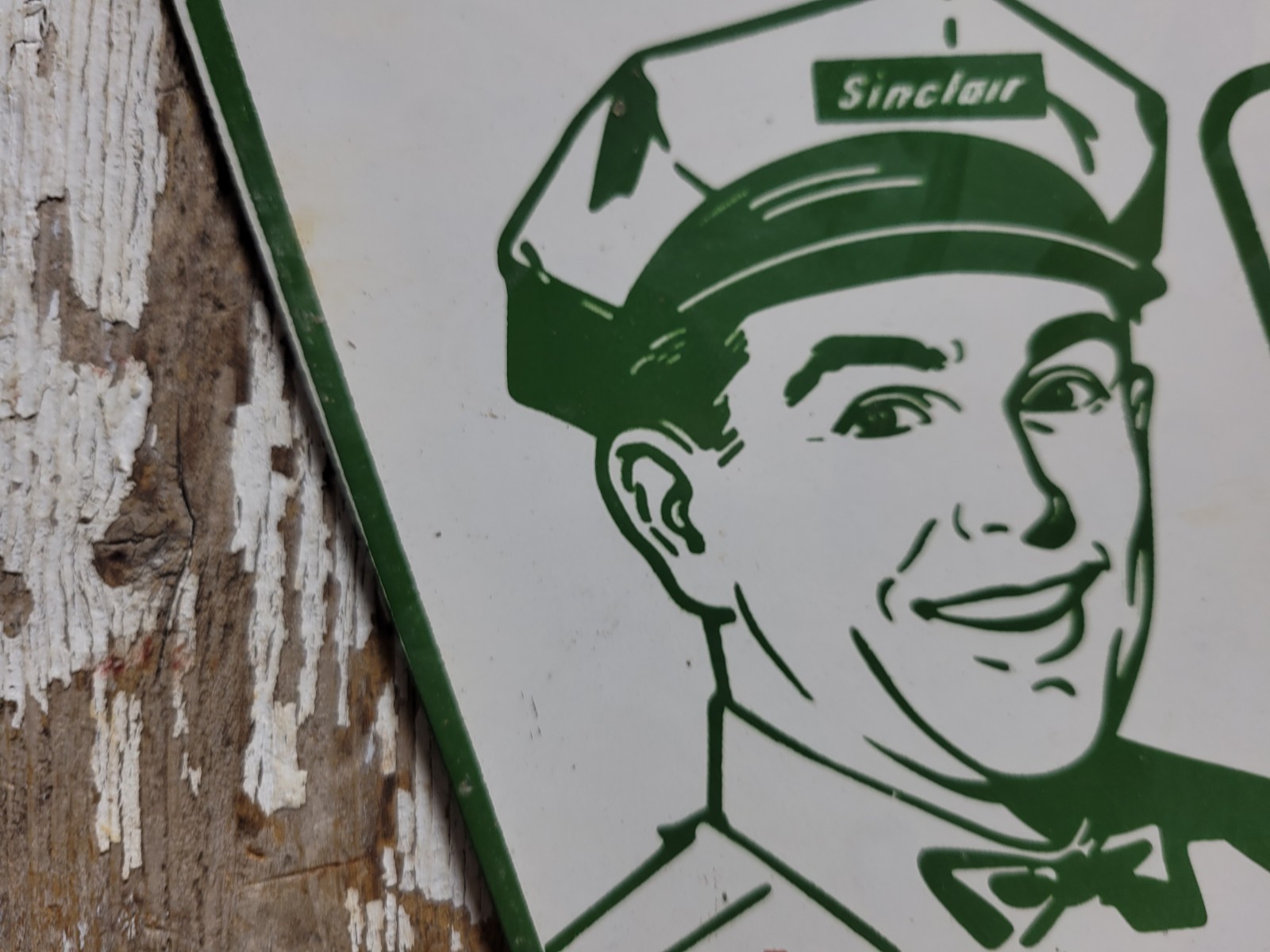 VINTAGE SINCLAIR PORCELAIN SIGN OLD 1957 GASOLINE MOTOR OIL DINO GAS PUMP PLATE