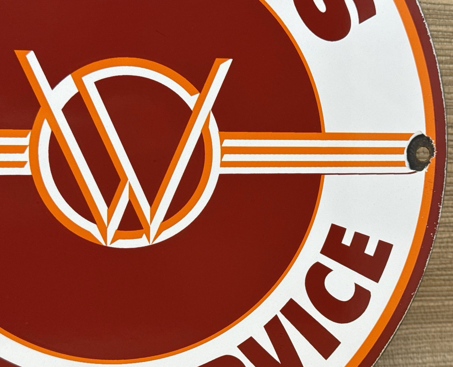 VINTAGE WILLYS PORCELAIN SIGN SALES SERVICE GAS OIL PUMP PLATE DEALERSHIP KNIGHT