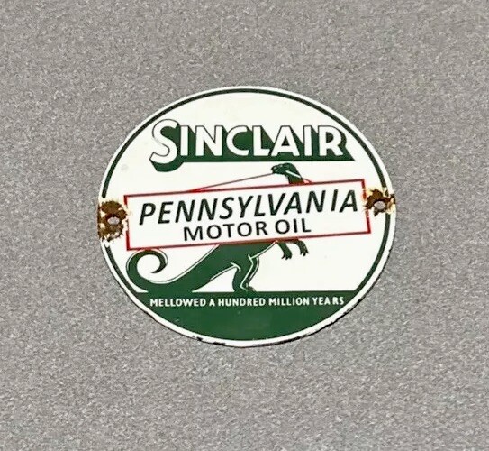VINTAGE SINCLAIR DINOSAUR PORCELAIN SIGN CAR GAS OIL TRUCK