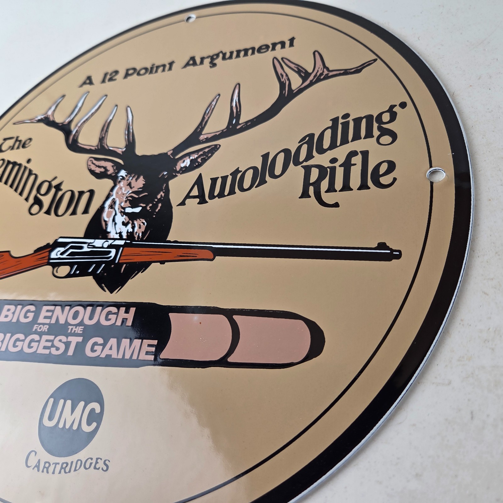 Vintage Remington Porcelain Sign – Firearms Rifles Deer Ammo Guns Gas Pump Sign
