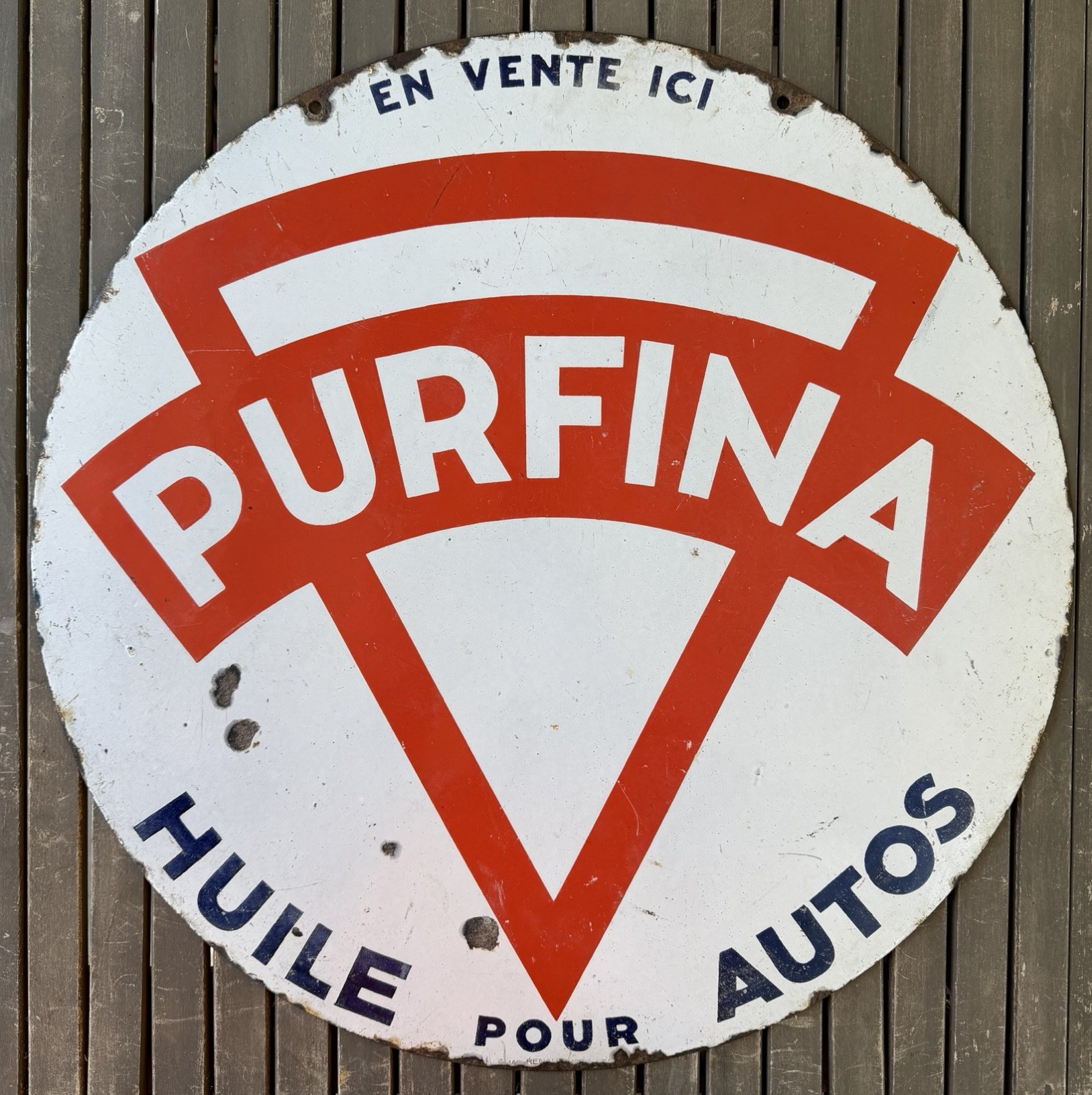 REAL Original 25.5” DSP Purfina Huile Pour Autos Porcelain Gas Oil Sign Canada