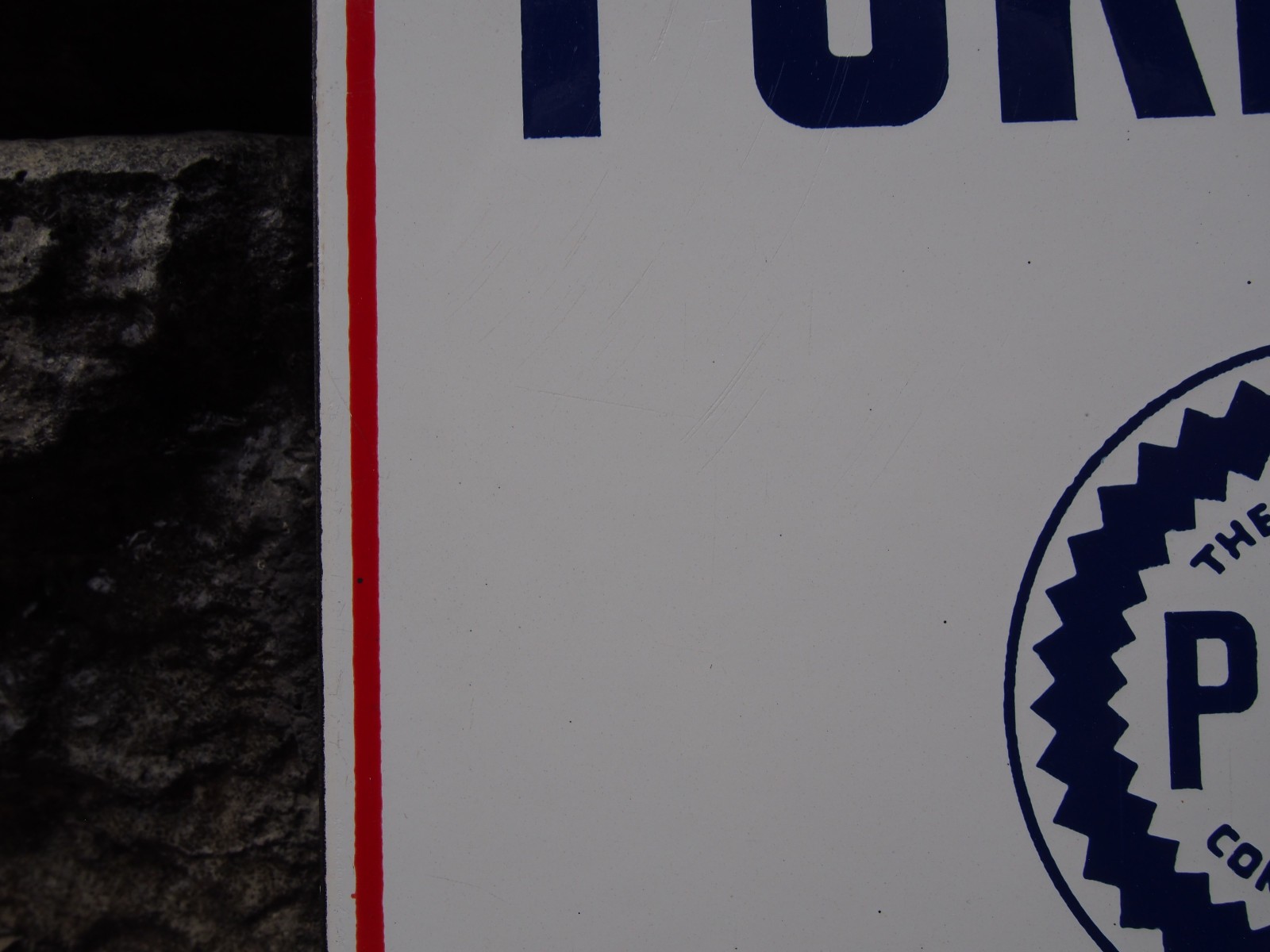 Vintage 1948 Pure-Pep Regular Gasoline Porcelain Pump Plate Sign 12”Pure Oil