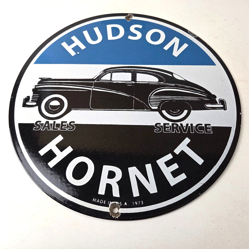 Vintage Hudson Automobiles Sign – Hornet Gas Service Station Porcelain Sign