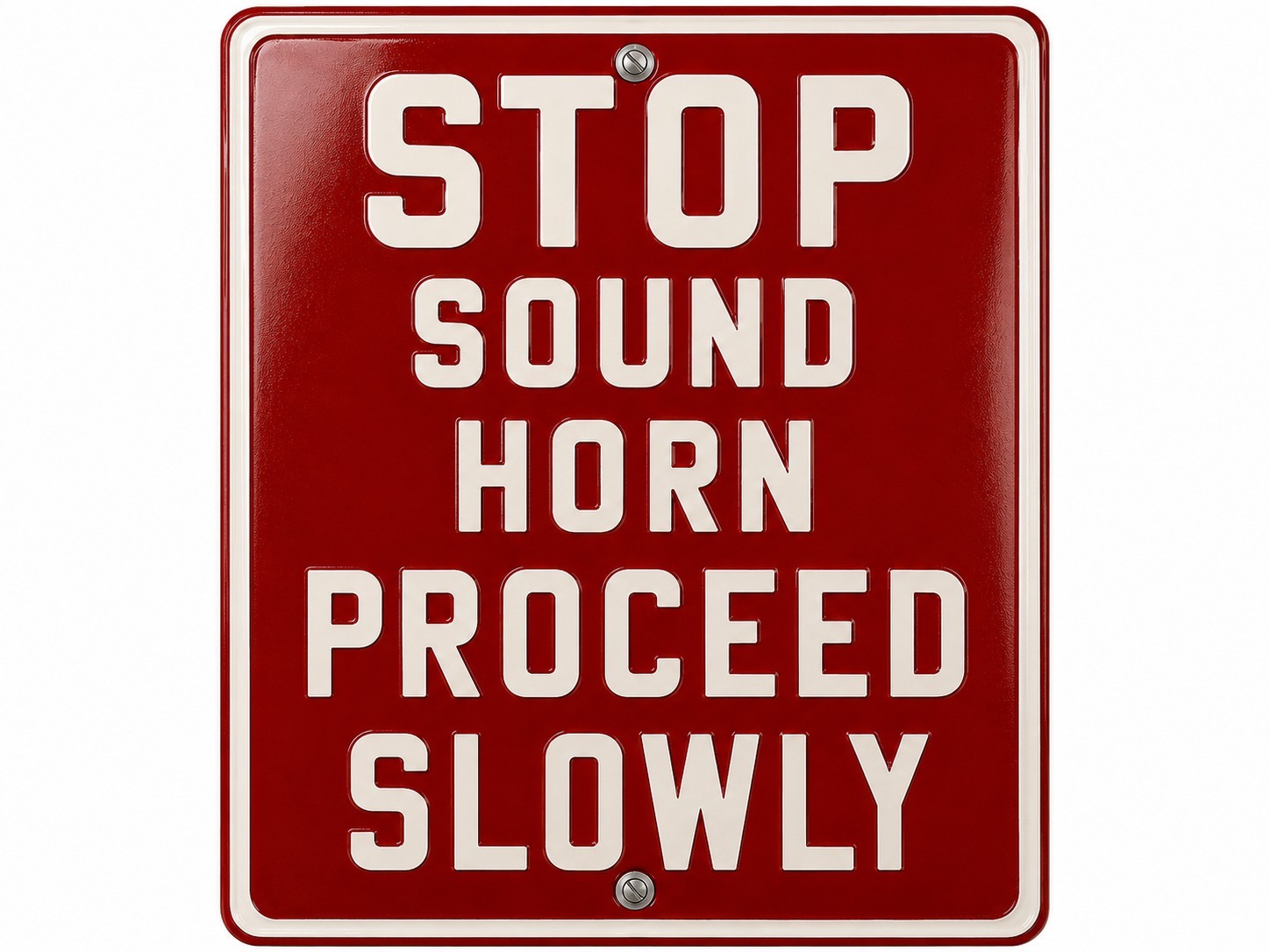Stop Sound Horn Proceed Slowly Vintage Porcelain Sign Art Print 18×24 Garage…