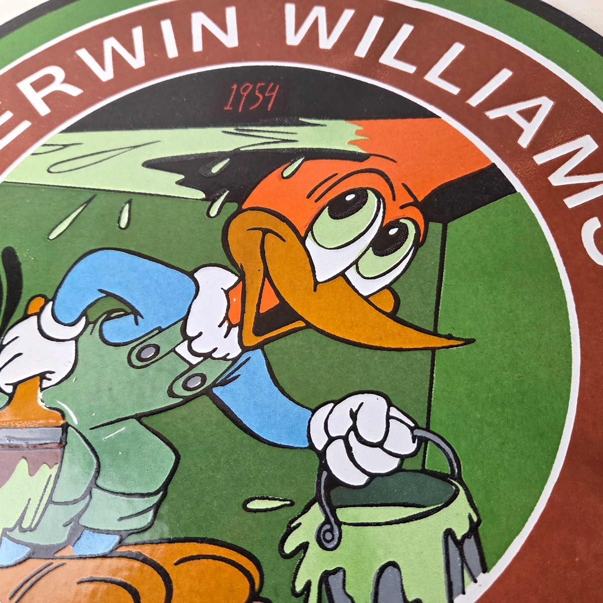 Vintage Sherwin Williams Sign – Paint Brush Painting Porcelain Gas Oil Pump Sign