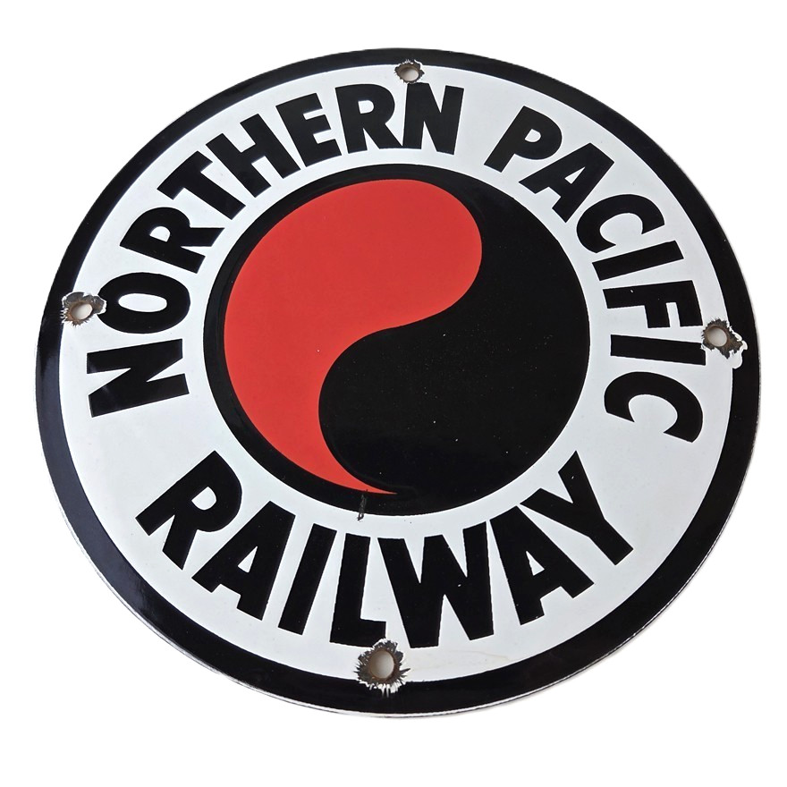 Vintage Northern Pacific Railway Sign – Train Rail Porcelain Station Gas Sign