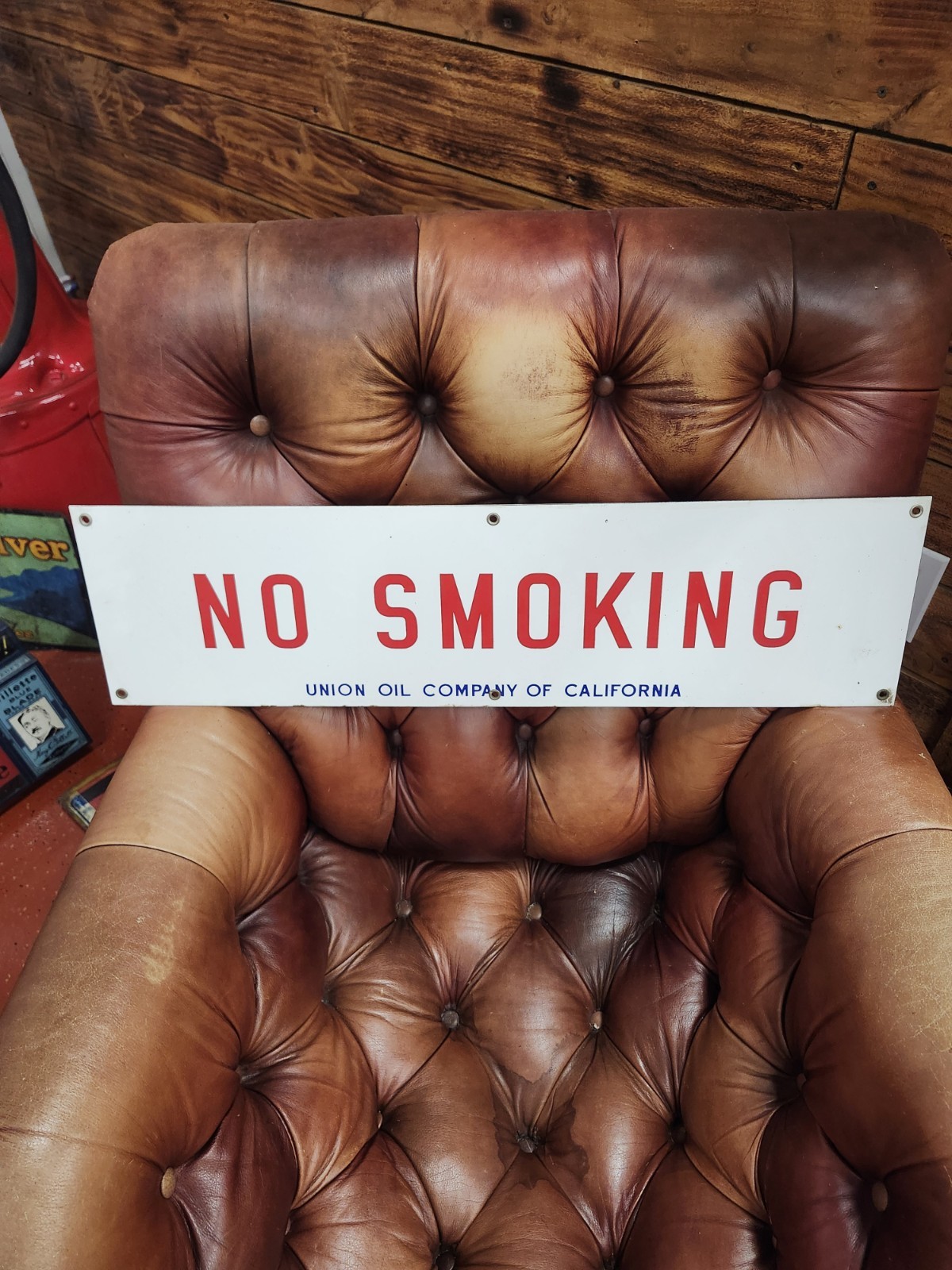 UNION Oil Company Of California Porcelain Advertising Sign NO SMOKING