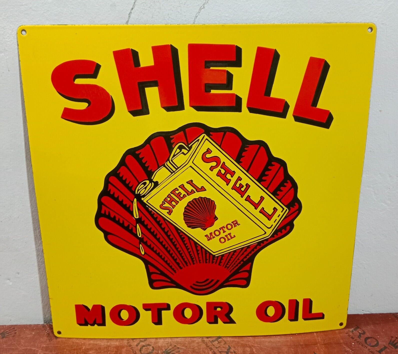 Shell motor Oils Porcelain Enamel Sign 24 x 24 Inches 1 Sided