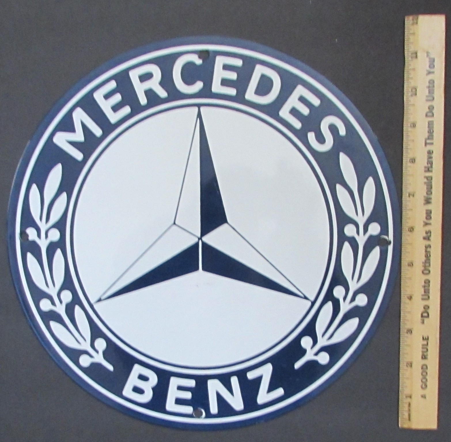 MERCEDES~BENZ OLDER DEALER VINTAGE PORCELAIN SIGN, USED NEARLY MINT, FREE SHIP