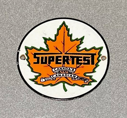 VINTAGE SUPERTEST GASOLINE PORCELAIN SIGN CAR GAS AUTO OIL MOTORCYCLE