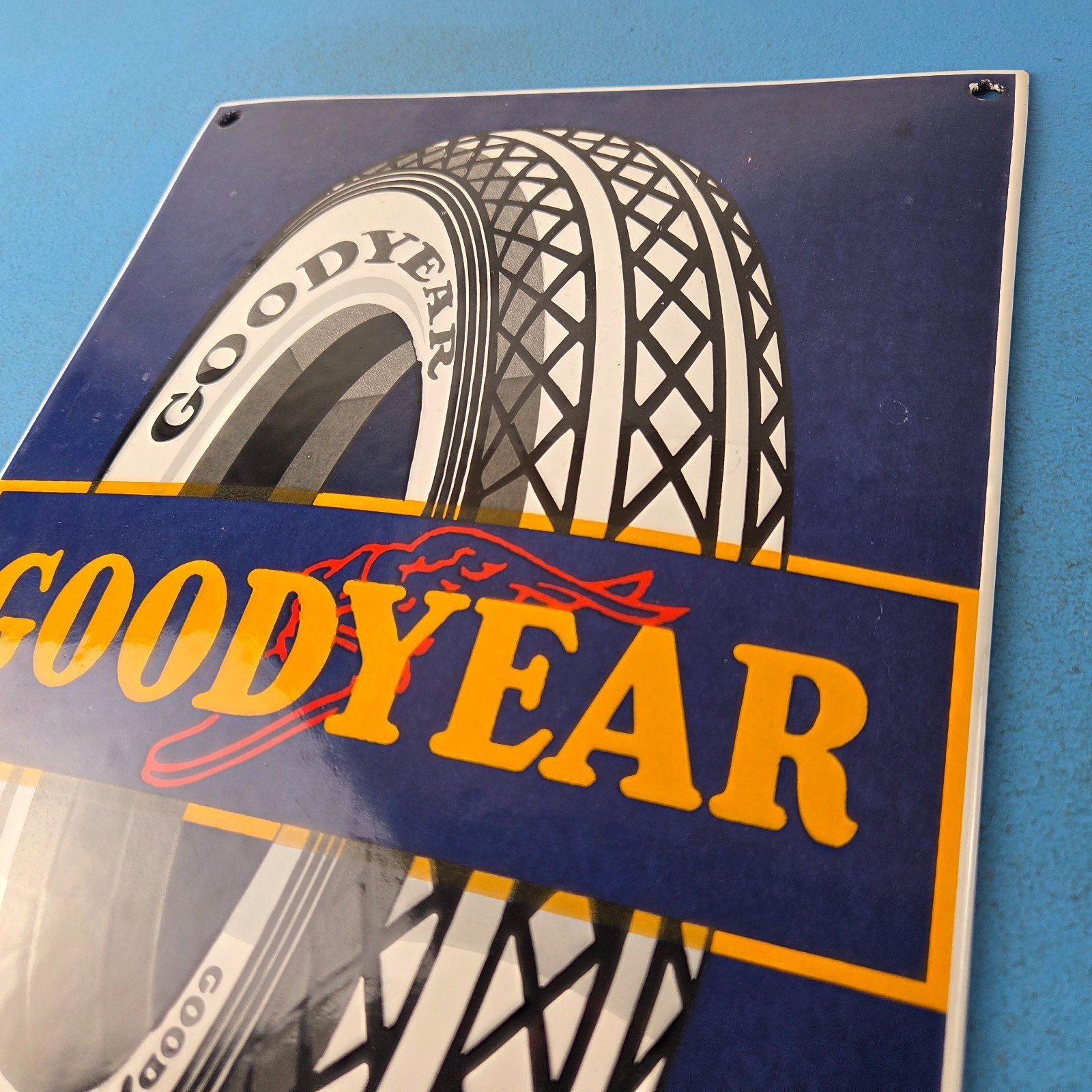 Vintage Tires Porcelain Sign – Gas Pump Service Tires Advertising Sign