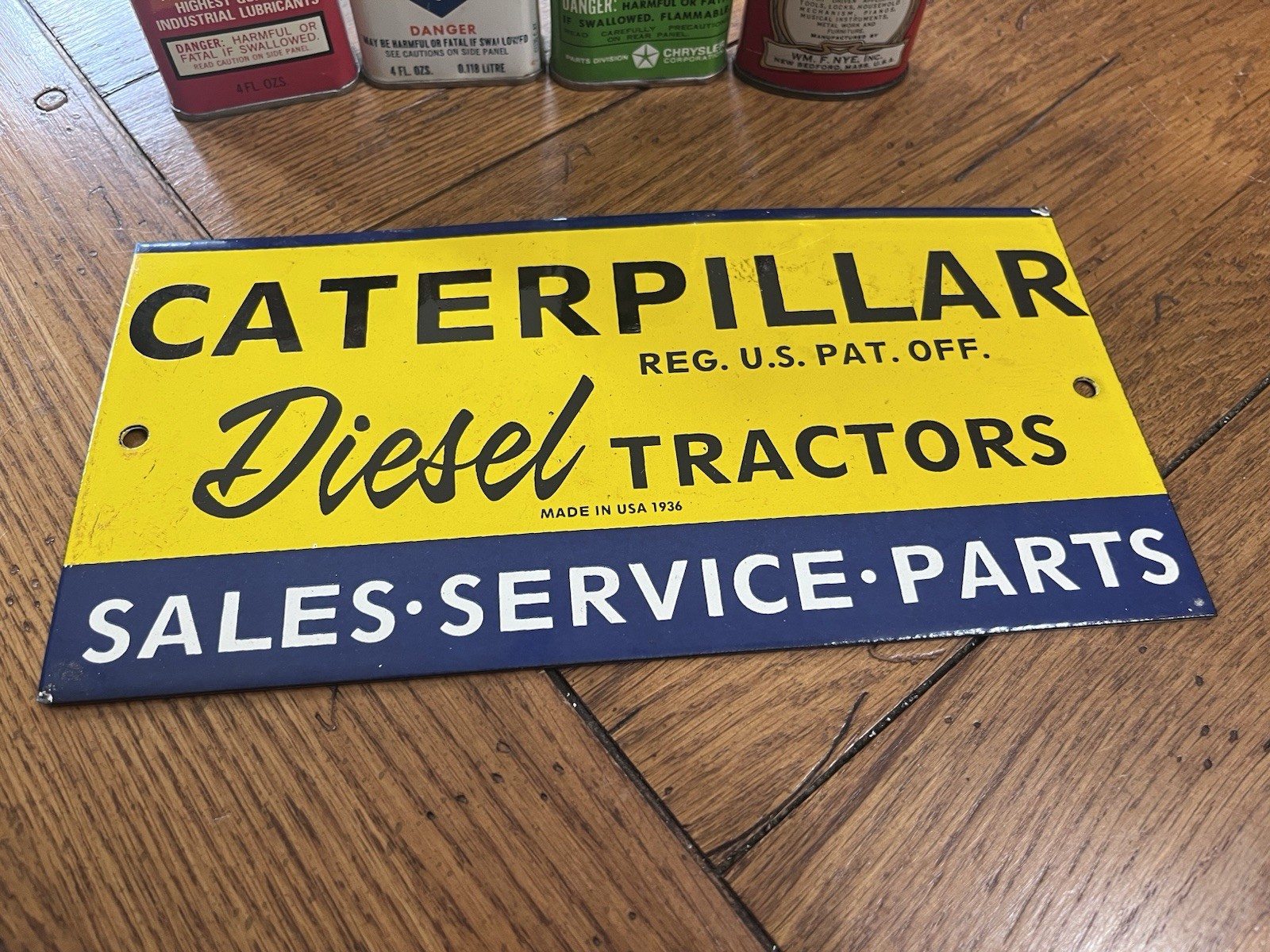 CATERPILLAR DIESEL TRACTORS SALES SERVICE PARTS PORCELAIN SIGN