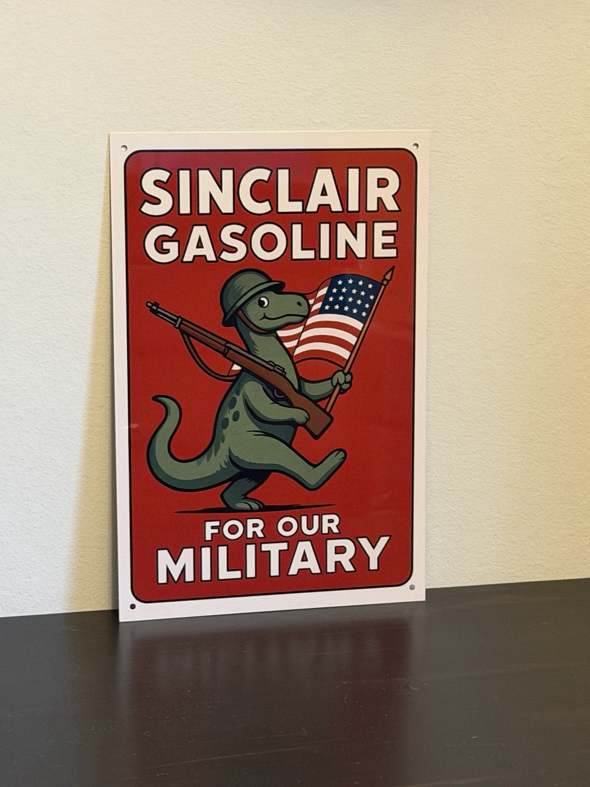 Sinclair Gasoline Dino Army Military Advertising Vintage Style Sign