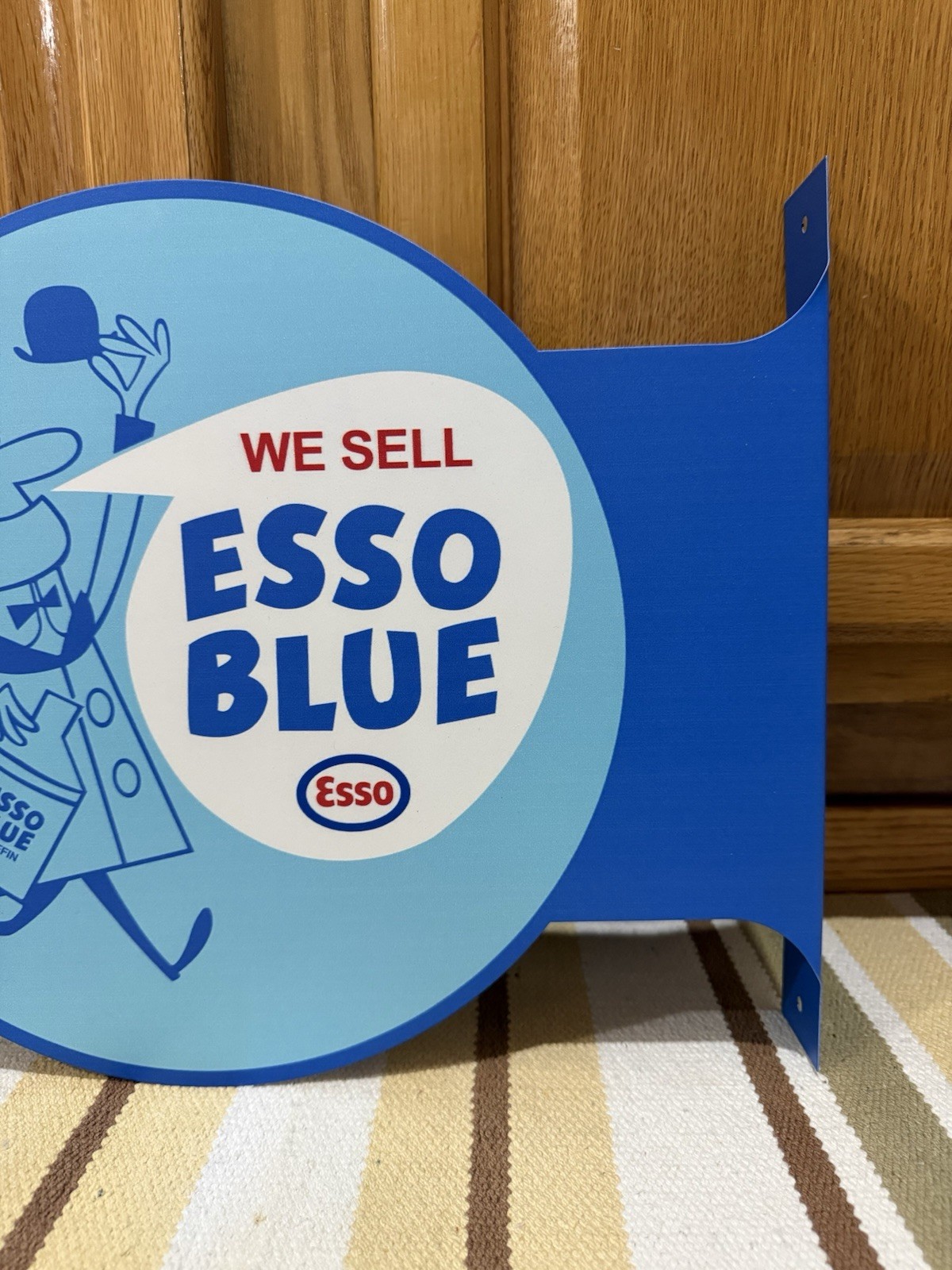 Esso Blue Flange Sign We Sell Sold Here Gas Oil Garage Vintage Style Wall Decor