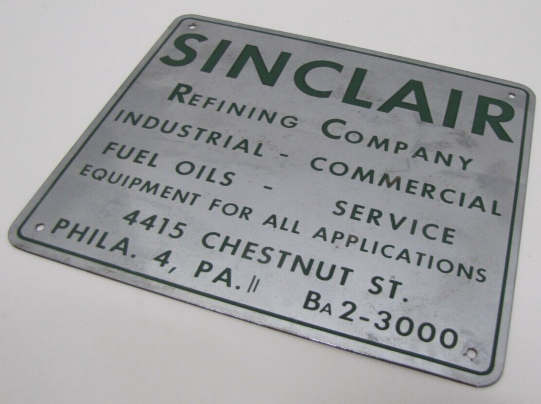 SINCLAIR REFINING Co FUEL OILS SERVICE EQUIPMENT PHILA PA Original Old Ad Sign
